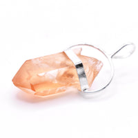 Golden Lemurian Quartz Silver Pendant: Ethically Mined Natural Crystal