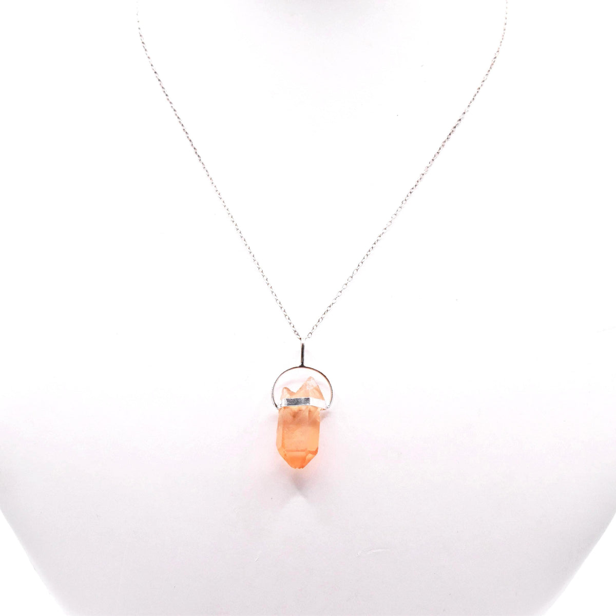 Golden Lemurian Quartz Silver Pendant: Ethically Mined Natural Crystal