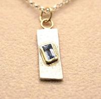 Blue Sapphire Sterling & Gold Pendant: Unique Handmade Natural Gemstone Jewellery