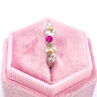 Pink Tourmaline Silver & Gold Ring: Unique Handmade Natural Gemstone Jewellery