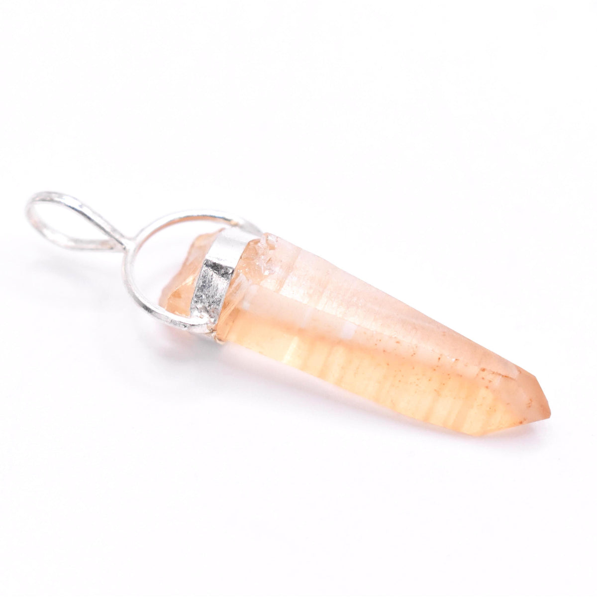 Golden Lemurian Quartz Silver Pendant: Ethically Hand-Mined Natural Crystal
