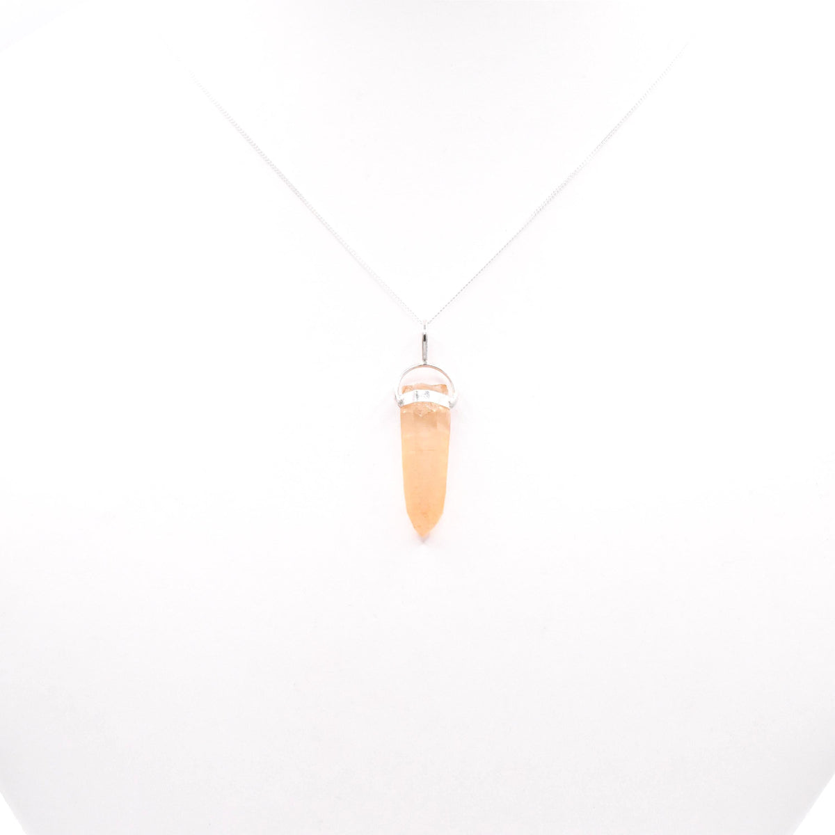 Golden Lemurian Quartz Silver Pendant: Ethically Hand-Mined Natural Crystal