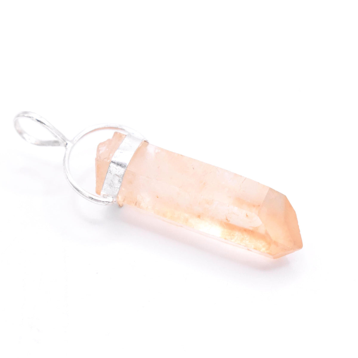 Golden Lemurian Quartz Silver Pendant: Ethically Hand-Mined Natural Crystal
