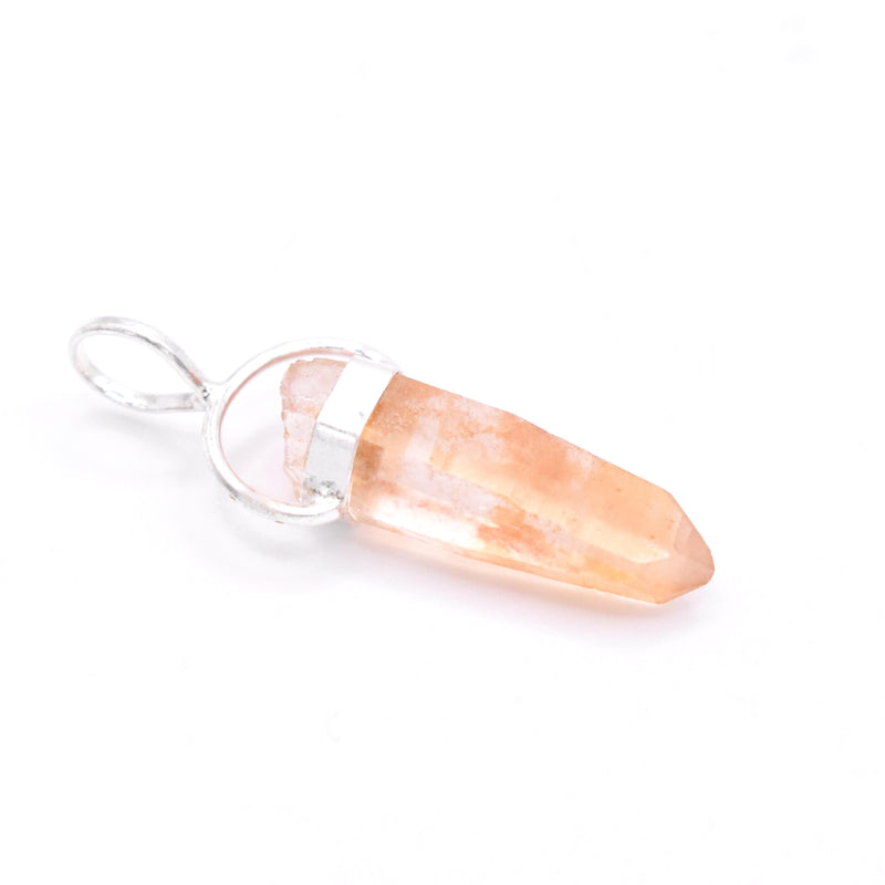 Golden Lemurian Quartz Silver Pendant: Ethically Hand-Mined Natural Crystal