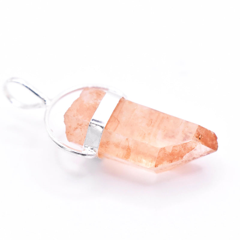 Golden Lemurian Quartz Silver Pendant: Ethically Hand-Mined Natural Crystal