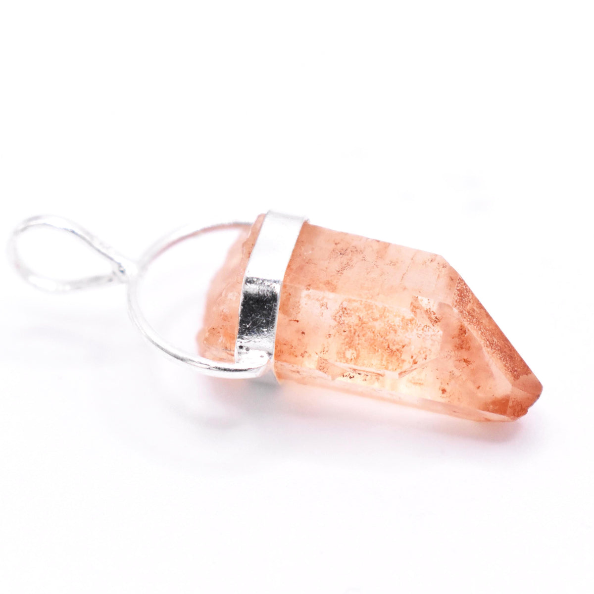 Golden Lemurian Quartz Silver Pendant: Ethically Hand-Mined Natural Crystal