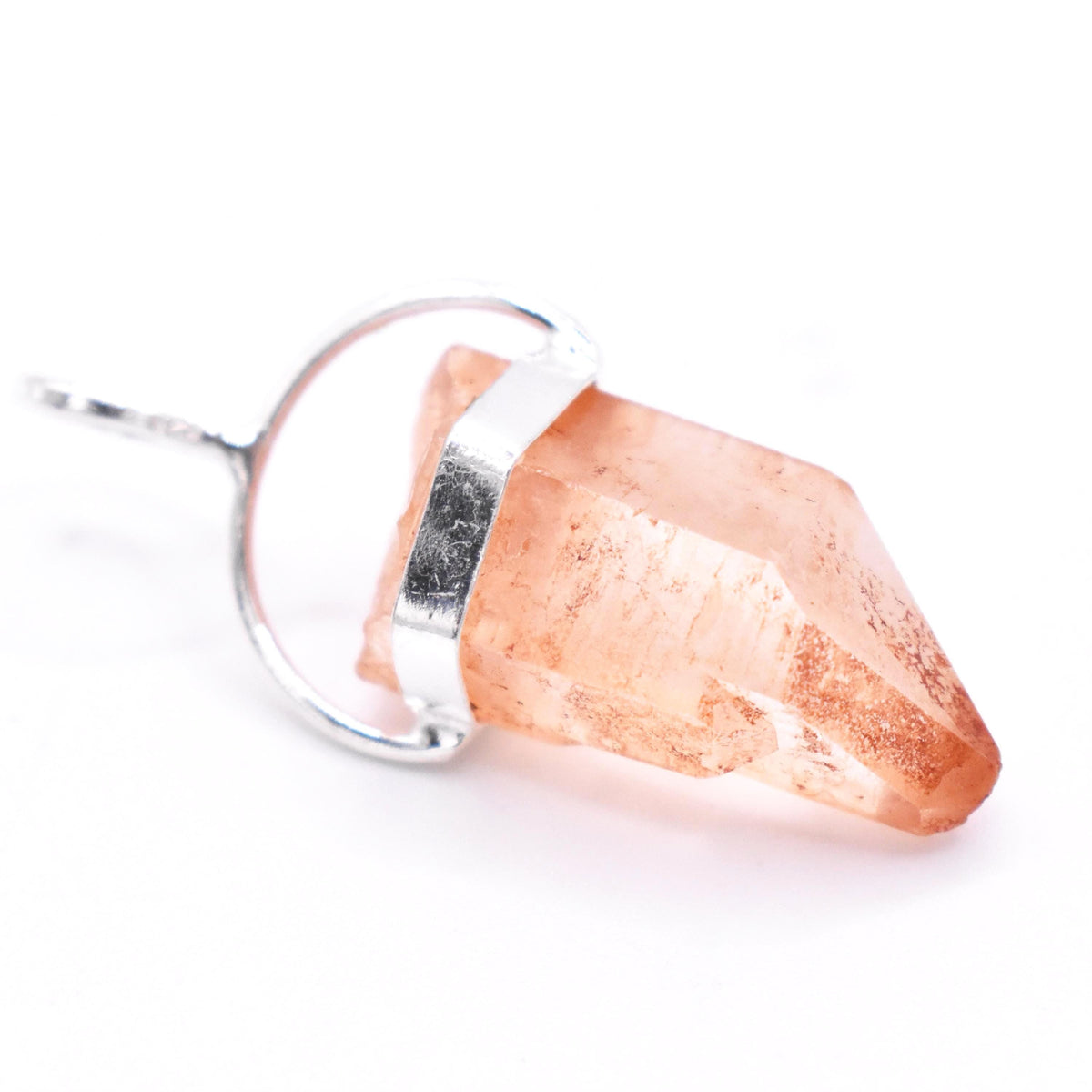 Golden Lemurian Quartz Silver Pendant: Ethically Hand-Mined Natural Crystal