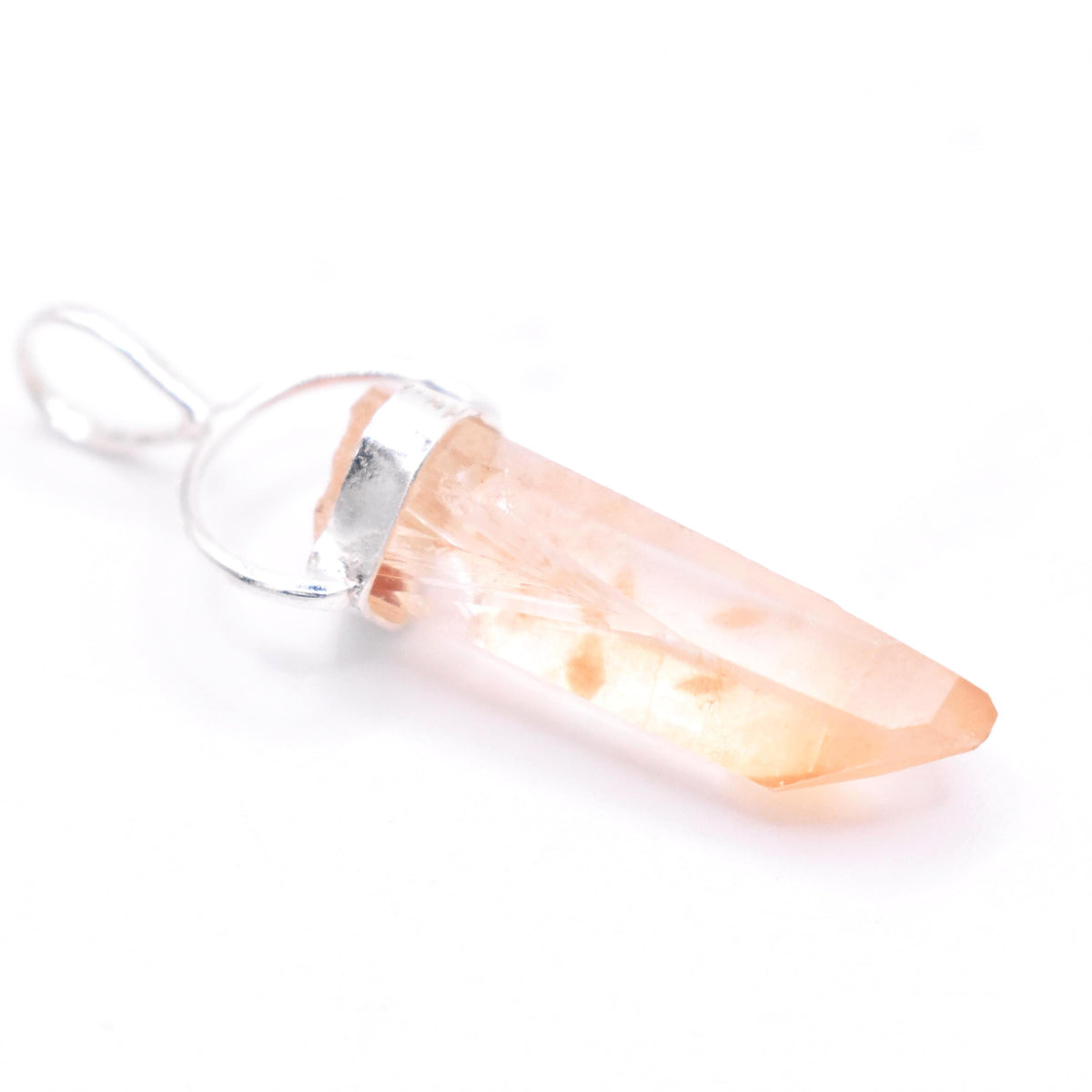 Golden Lemurian Quartz Silver Pendant: Ethically Hand-Mined Natural Crystal