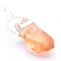 Golden Lemurian Quartz Silver Pendant: Ethically Mined Natural Crystal
