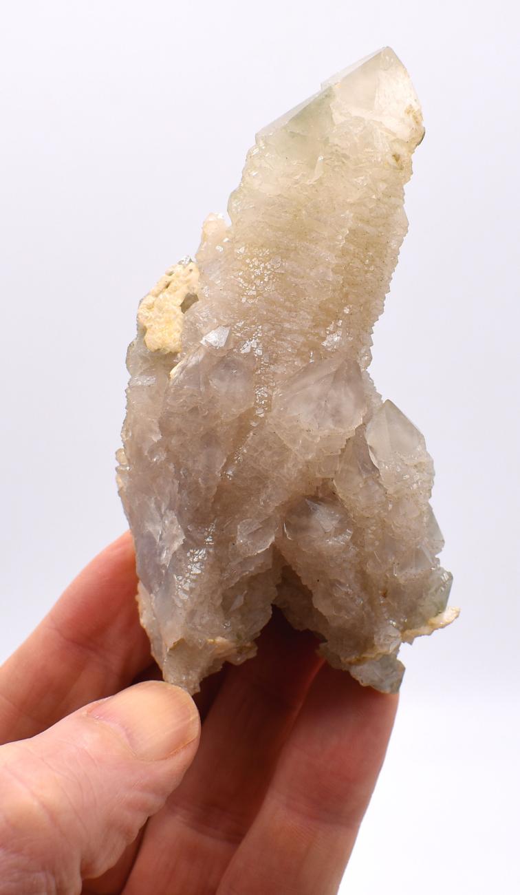 Mongolian Self-Healed Elestiated Etched Cluster with Hedenbergite & Calcite