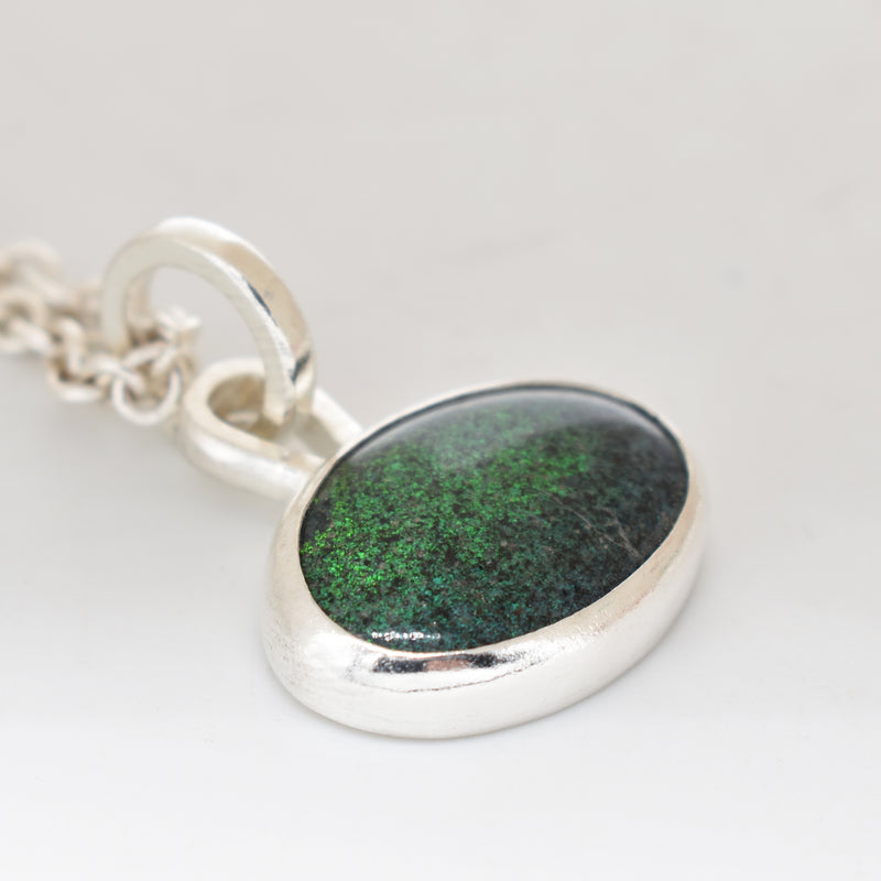 Handmade Black Opal Silver Pendant