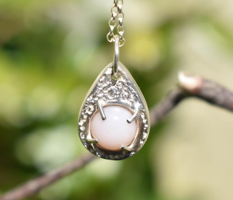 Handmade Pink Opal Silver Pendant