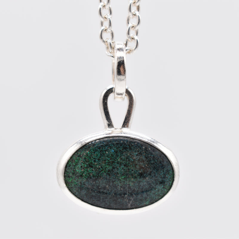 Handmade Black Opal Silver Pendant