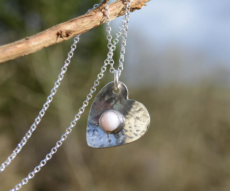 Handmade Pink Opal Silver Pendant