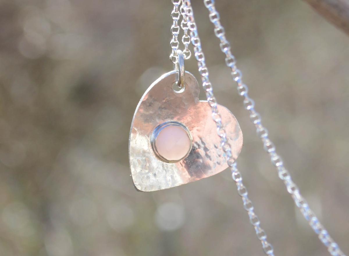 Handmade Pink Opal Silver Pendant