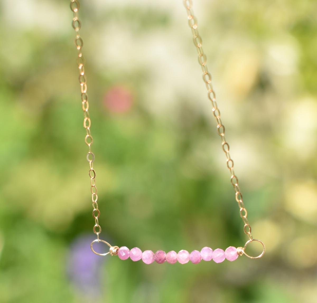 Pink Sapphire Gold Necklace