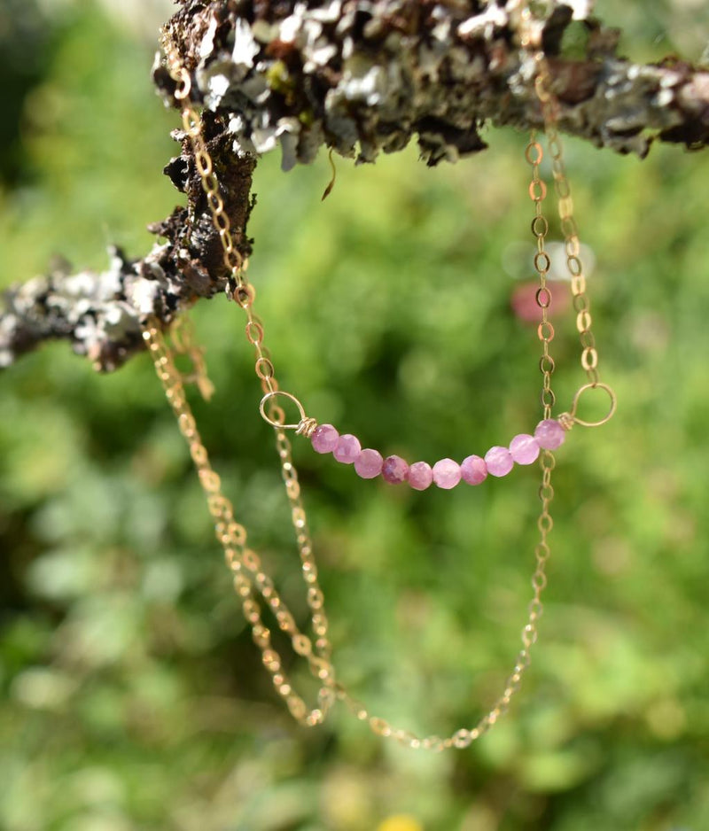 Pink Sapphire Gold Necklace