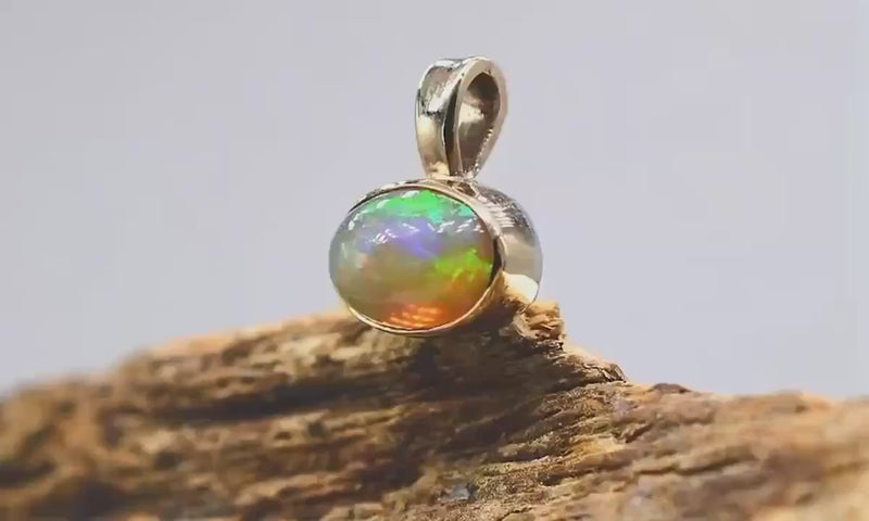 Ethiopian Opal Gold & Silver Pendant