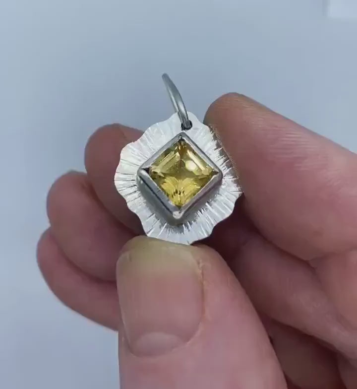 Citrine Sterling Silver Pendant Handmade: Ethically Sourced Natural Citrine