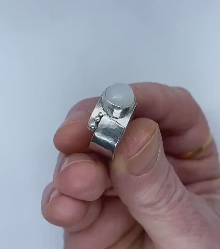 Moonstone Sterling Silver Ring: Unique Handmade Gemstone Jewellery