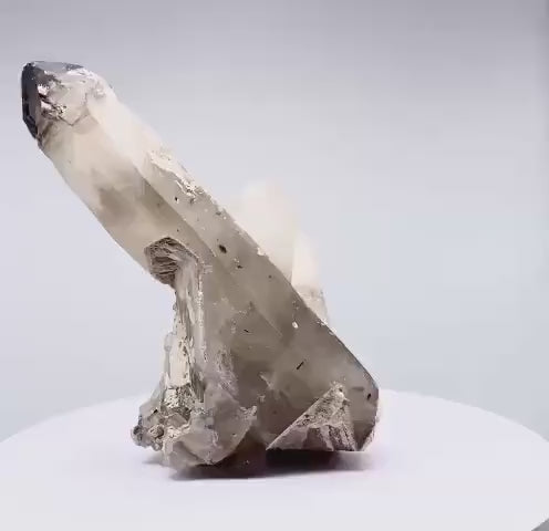 Brandberg Quartz Black Phantom Sceptre with Black Tourmaline: Ethically Hand-Mined Large Crystal