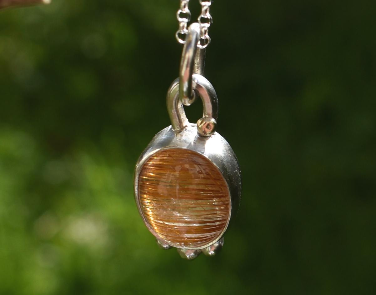 Handmade Silver & Gold Rutilated Quartz Pendant