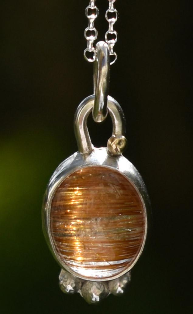 Handmade Silver & Gold Rutilated Quartz Pendant