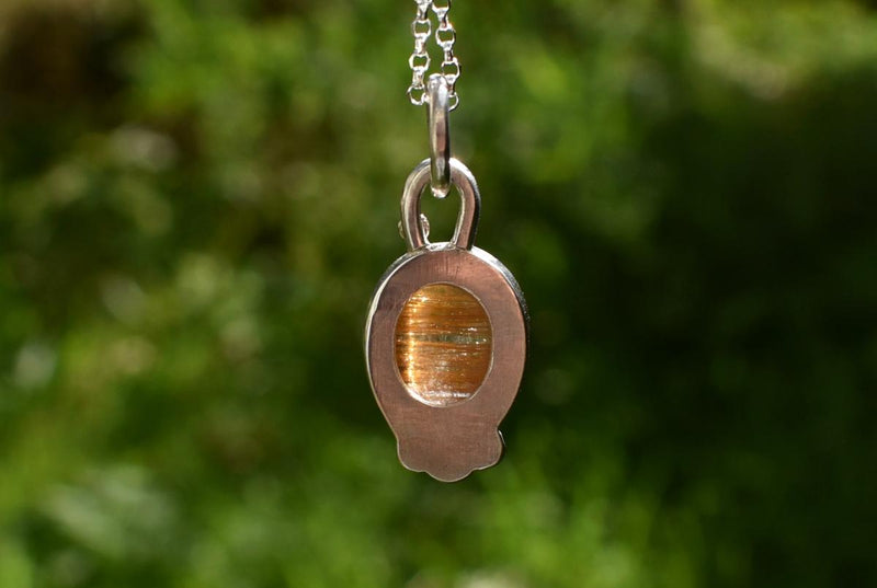 Handmade Silver & Gold Rutilated Quartz Pendant